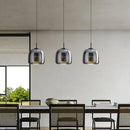 Axyaa Modern Smoky Grey Glass Chandelier - LED Pendant Light for Kitchen Island, Bar, Bedroom