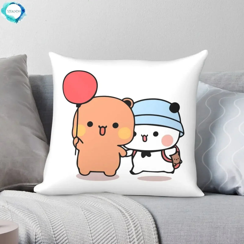 Axyaa Bear and Panda Bubu Dudu Balloon Pillowcase Polyester Creative Zip Home Cushion Cover