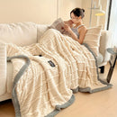 Axyaa Striped Faux Rabbit Fur Blanket - Soft, Thick, Machine Washable