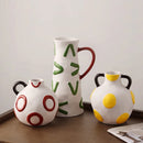 Axyaa Geometric Graffiti Ceramic Vase Flowerpot for Stylish Home Decor
