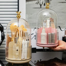 Axyaa Rotating Makeup Brush Holder with Dustproof Lid: Vanity & Skincare Organizer