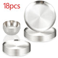 Axyaa Stainless Steel Round Plate Set for Barbecue and Parties