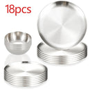 Axyaa Stainless Steel Round Plate Set for Barbecue and Parties
