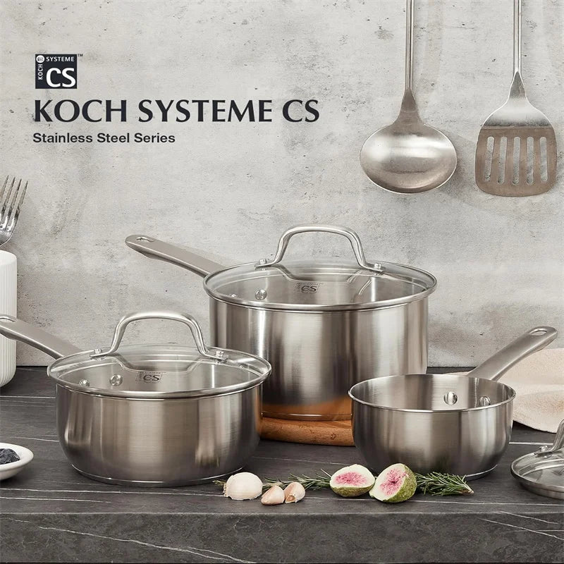 Axyaa Stainless Steel Sauce Pot Set with Lid - Induction Compatible