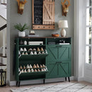 Axyaa Farmhouse Shoe Storage Cabinet with Barn Door Design & 4 Flip Drawers