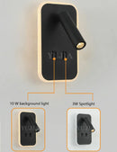 Axyaa LED Wall Sconce Reading Light with USB Ports & Adjustable Spotlight