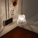Axyaa Brass LED Pendant Light Clear Glass Chandelier for Kitchen Island Wabi Sabi Luxe Hanging Lamp