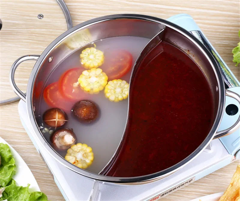 Axya Stainless Steel Twin Ear Soup Cooker Hot Pot for Induction Cooker Home Kitchen