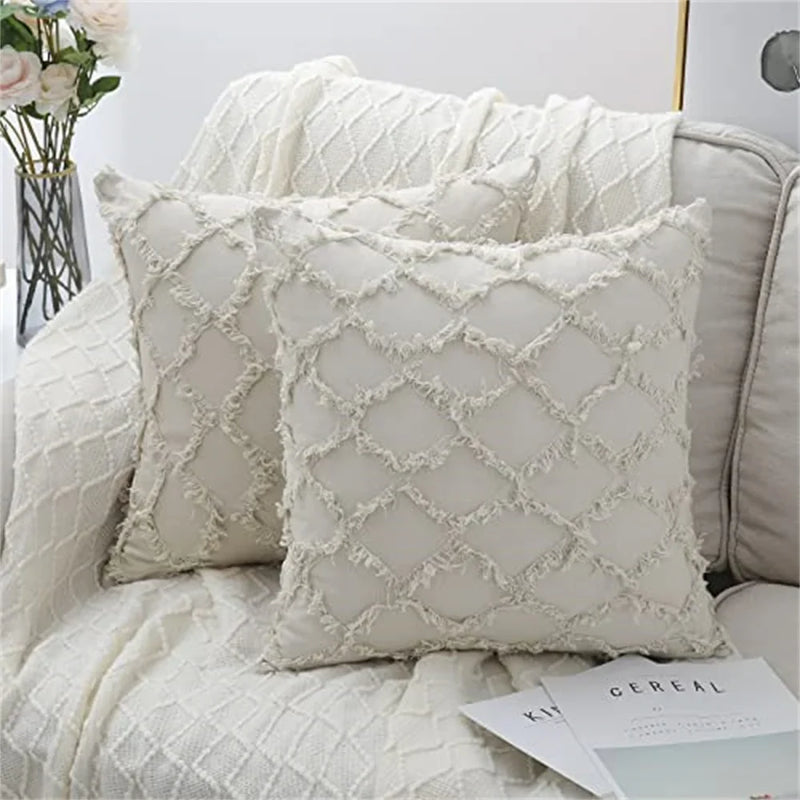 Axyaa Soft Striped Linen Pillow Cover for Sofa - 50x50cm