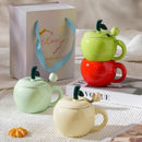 Axyaa Apple Ceramic Coffee Cup Set for Couples - Creative Christmas Gift