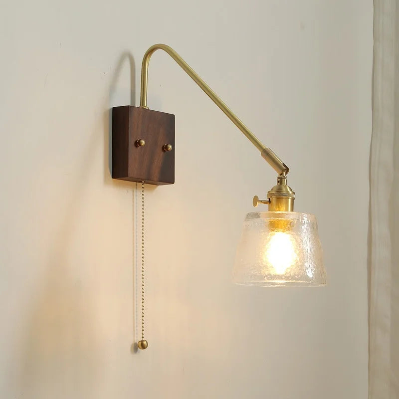 Axyaa LED Wall Lamps: Modern Style for Bedroom, Bathroom, Living Room, Walnut Copper Fixtures
