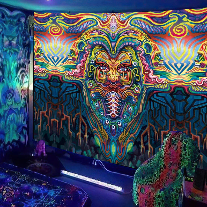 Axyaa Black Light Tapestry UV Reactive Wall Hanging Psychedelic Decor