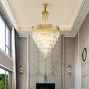 Axyaa Modern Crystal Chandeliers: Large Round LED Hanging Fixture for Living Dining Room