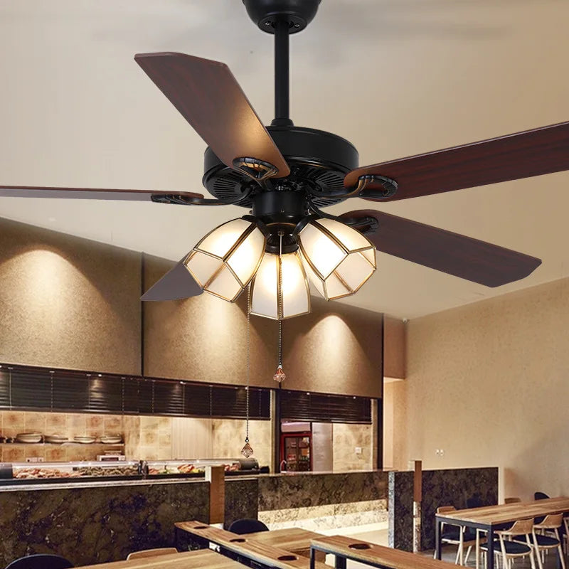 Axyaa Retro Vintage Ceiling Fan with LED Light and Remote Control