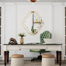 Axyaa Silver Wall Mirror with Golden Rim - Elegant Entryway Fireplace Decor