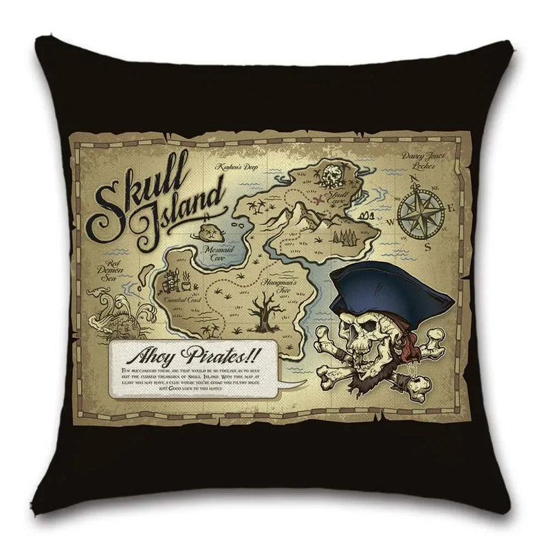 Axyaa Pirate Treasure Map Magnifier Print Throw Pillow Cover 45X45CM