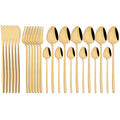 Gold Stainless Steel Cutlery Set by Axyaa - 24Pcs Western Tableware Flatware