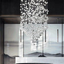 Axyaa Stone Crystal Chandelier: Large Modern LED Lighting for Staircase & Hallway