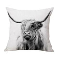Axyaa Highland Cow Linen Pillow Cover - 45x45CM Home Sofa Throw Cushion for Bed & Car