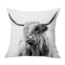 Axyaa Highland Cow Linen Pillow Cover - 45x45CM Home Sofa Throw Cushion for Bed & Car