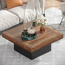 Axyaa LED Square Coffee Table - Contemporary Centerpiece with Rustic Charm