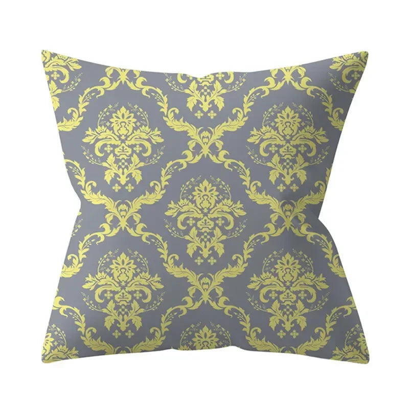 Axyaa Yellow Floral Geometric Cushion Cover 45x45cm