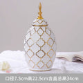 Axyaa White Golden Vase: Modern Ceramic Decor for Home Dining Room Floral Display