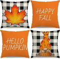 Axyaa Buffalo Check Print Linen Pillow Cover 45x45 for Fall Thanksgiving Decor