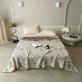 Axyaa Cotton Gauze Floral Throw Blanket with Tassel Detail