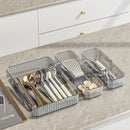 Axyaa Expandable Cutlery Storage Box with Partitions - Organize Knives and Forks