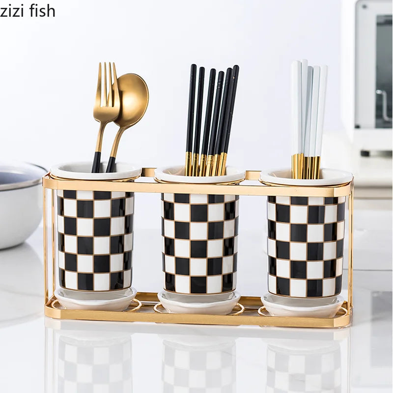 Axya Checkerboard Chopsticks Tube Storage Rack