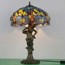 Axyaa Tiffany Glass Table Lamp: LED Retro Desk Light for Home Decor