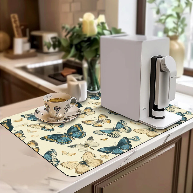 Axyaa Watercolor Plants Drain Pads - Absorbent Tableware Mat