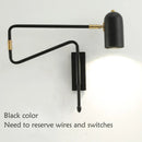 Axyaa Long-Arm Wall Lamp: Adjustable, Retractable, Folding, E27 Lights, Black Gold