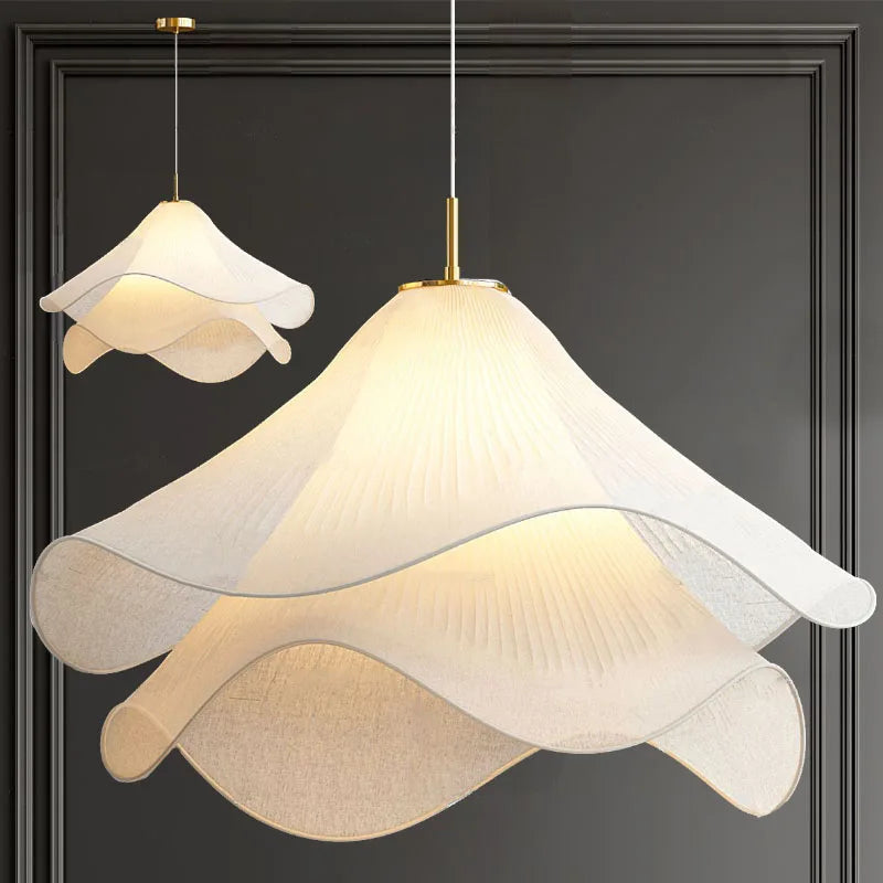 Axya French Cream Chandelier Fabric Art Lamp: Simple, Warm, Romantic, Elegant Bedroom & Living Room Lighting