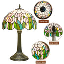 Axyaa Pink Tulip Stained Glass Table Lamp - Colorful 12-Inch Christmas Decor Lighting