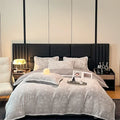 Axyaa High-End Jacquard Milk Fleece Winter 4-Piece Bed Set