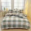 Axyaa Blue & White Grid 4-Piece Bed Sheet Set, Thickened Material