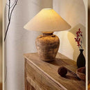 Axyaa Ceramic Desk Light LED Floor Lamp Fabric Lampshade Design
