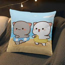 Axyaa Peach Cat Soft Cushion Cover 45x45 for Bed Sofa Home Decor