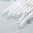 Axyaa Reusable Glass Drinking Straws Set with Brush - Bar Party Accessory
