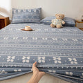 Axyaa Coarse Cotton Printed Fitted Sheet - Non-Slip Dust Cover Protector