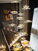 Axyaa Lotus Leaf Acrylic Chandelier for Staircase Duplex & Villa Living Room