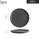Axyaa Black Frosted Ceramic Steak Plates for Home & Commercial Use