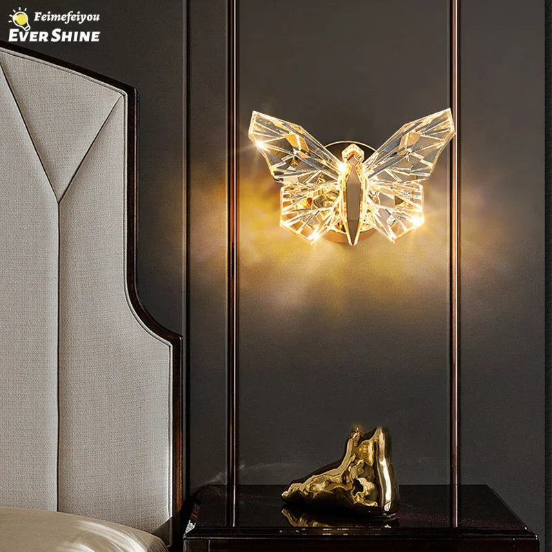 Axyaa Butterfly Crystal Wall Lamp: Nordic Pendant Lights for Living Room Decor