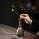 Axyaa Gilded Iron Glaze Pottery Vase Hydroponics Plant Flowerpot Tea Ceremony Ornament