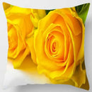 Axyaa Yellow Rose Print Pattern Cushion Cover for Home Decor