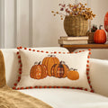 Axyaa Fall Pumpkin Maple Leaf Polyester Cushion Cover Halloween Pillowcase