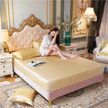 Axyaa Satin Silky Fitted Bed Sheet Set - Luxury Solid Color Sheets & Pillow Cases