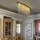 Axyaa Oval LED Crystal Chandelier: Modern Luxury Lighting for Home, Restaurant, and Shop